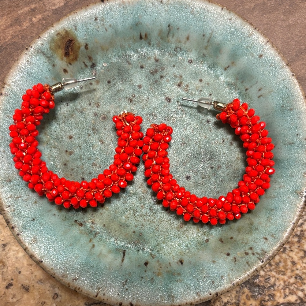 Red beaded earrings